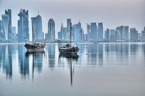 Città, Doha, Barca, Qatar, Sfondo HD HD wallpaper