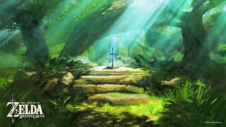 Zelda Breath of the Wild, Nintendo Switch, Master Sword, Wallpaper HD