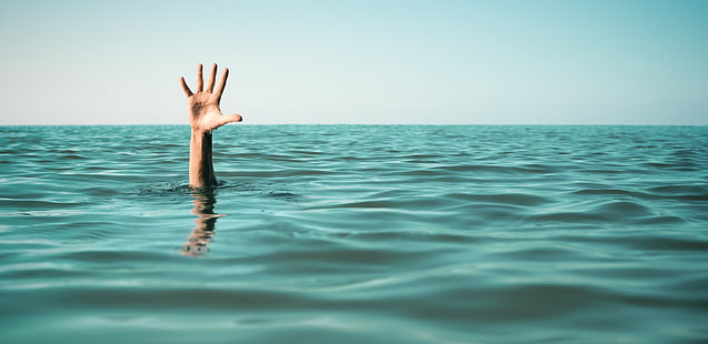 afogar, mar, mãos, água, braços para cima, HD papel de parede HD wallpaper