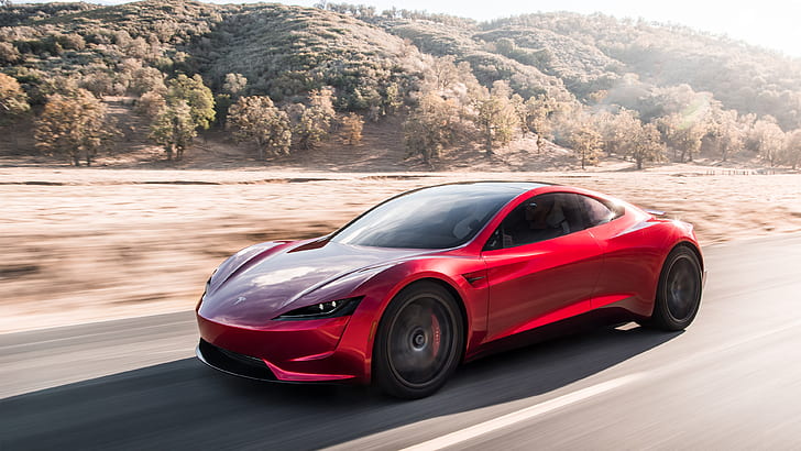 electric car, sports car, Tesla Roadster, supercars, Tesla Motors, car, HD wallpaper
