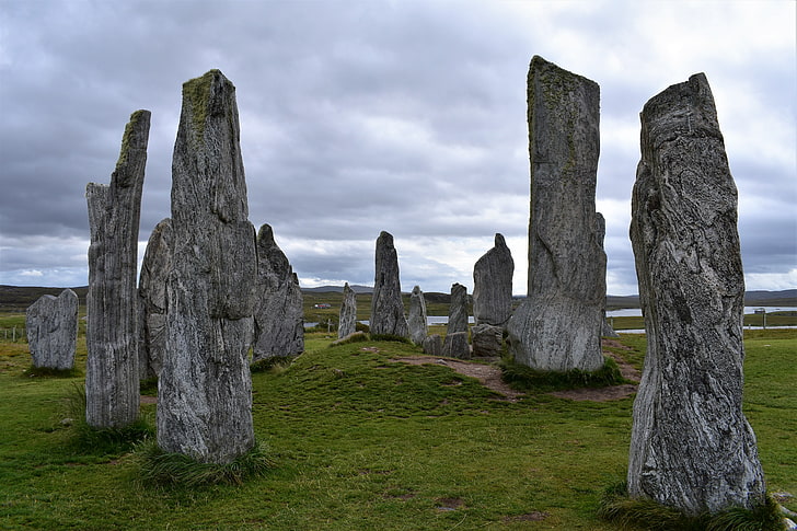 أحجار Callanish الدائمة - جزيرة لويس - هبريدس الخارجية - اسكتلندا ، المرتفعات الاسكتلندية ، الجزر الاسكتلندية ، لويس وهاريس ، Callanish Standing Stones ، اسكتلندا ، جزيرة لويس ، الجزر الغربية ، الهيبريدس الخارجية، خلفية HD