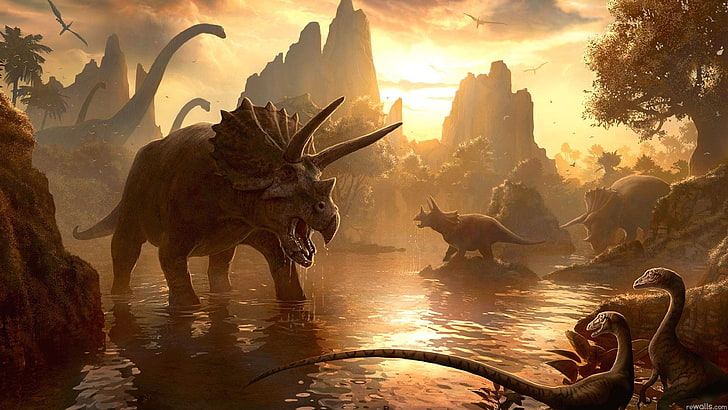 Животните от миналия древен свят на динозаврите, Hd тапет за десктоп, HD тапет