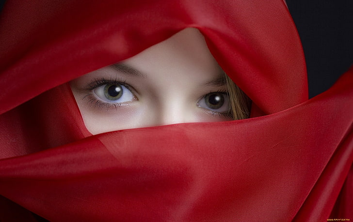 veils, eyes, face, women, model, HD wallpaper