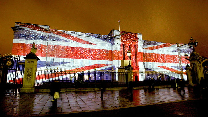 buckingham, england, illuminated, london, palace, HD wallpaper