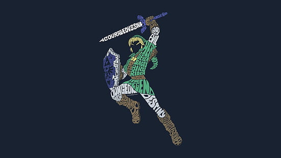Legende von Zelda Link Illustration, Die Legende von Zelda, Link, Triforce, Videospiele, Artwork, Master Sword, Hylian Shield, HD-Hintergrundbild HD wallpaper
