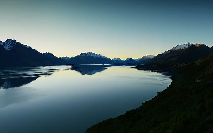 자연, 풍경, 뉴질랜드, 산, 물, 반사, HD 배경 화면