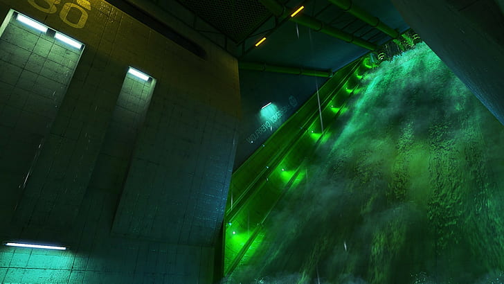 mirrors edge screenshots video games sewers green, HD wallpaper