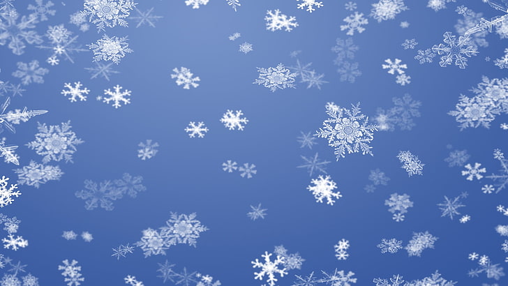 blue background with snowflakes, snowflakes, background, winter, pattern, HD wallpaper