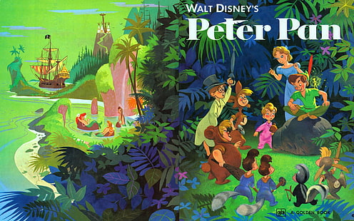 Cartone animato di Walt Disney Peter Pan Un libro d'oro Elenco di personaggi Elenco Sfondi HD 1920 × 1200, Sfondo HD HD wallpaper