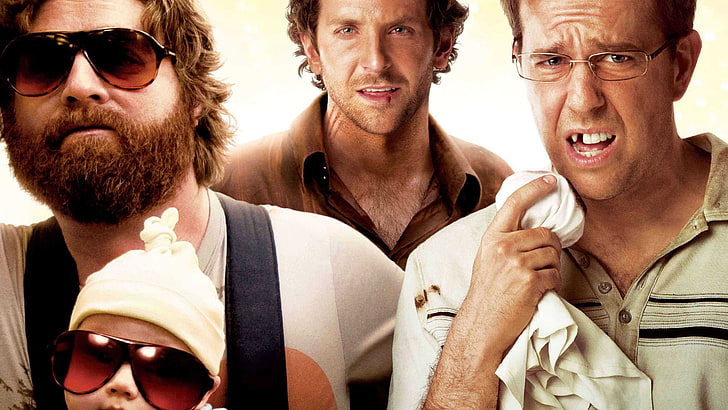 The Hangover 1 movie poster, child, glasses, Bradley Cooper, The Hangover Part 2, Zach Galifianakis, Ed Helms, HD wallpaper
