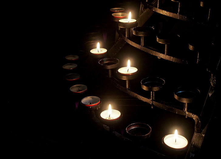 quema, luz de velas, velas, oscuro, llamas, iluminado, imágenes de dominio público, Fondo de pantalla HD