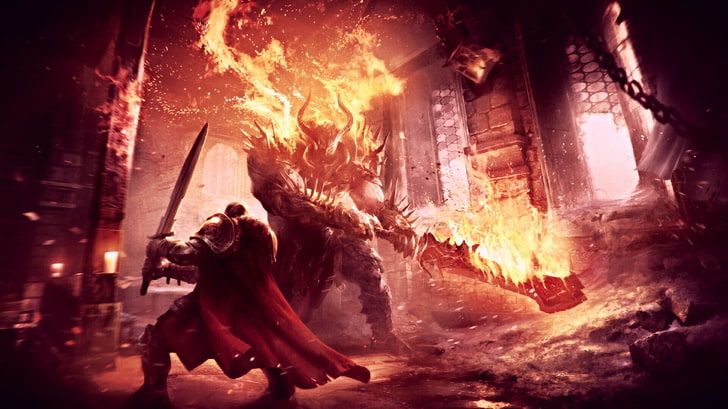 fondo de pantalla digital de espadachín, Lords of the Fallen, arte de fantasía, guerrero, videojuegos, Fondo de pantalla HD