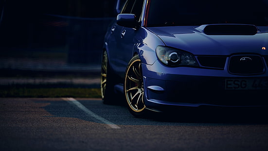 รถเก๋งฟอร์ดสีน้ำเงิน, รถยนต์, Subaru Impreza, สีน้ำเงิน, STI, Subaru, วอลล์เปเปอร์ HD HD wallpaper