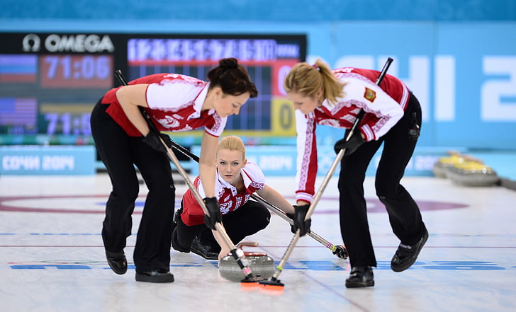 ดู, สาว, หิน, เกม, น้ำแข็ง, สไลด์, รัสเซีย, โซชี 2014, การแข่งขันกีฬาโอลิมปิกฤดูหนาวครั้งที่ XXII, เกมโอลิมปิกฤดูหนาวปี 2014 ที่โซชี, BOSCO, Ekaterina Galkina, Curling, Alexandra Saitova, แปรง, แรงเสียดทาน, Margarita Fomina, วอลล์เปเปอร์ HD
