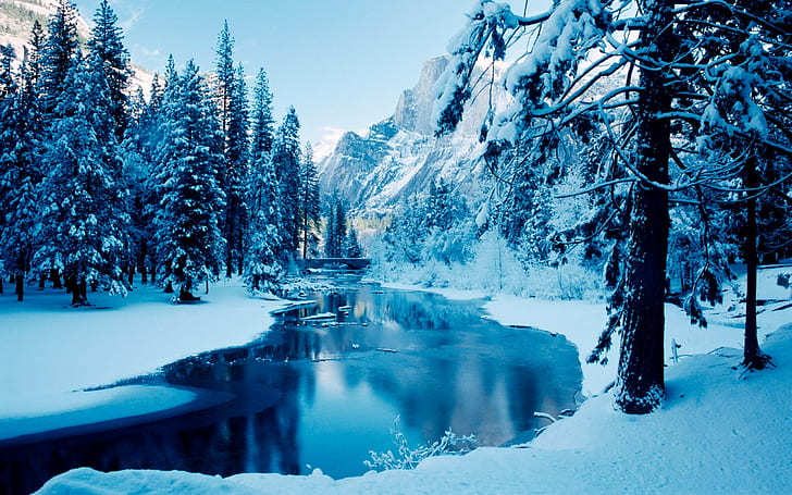 es, salju, salju turun, musim dingin, Wallpaper HD