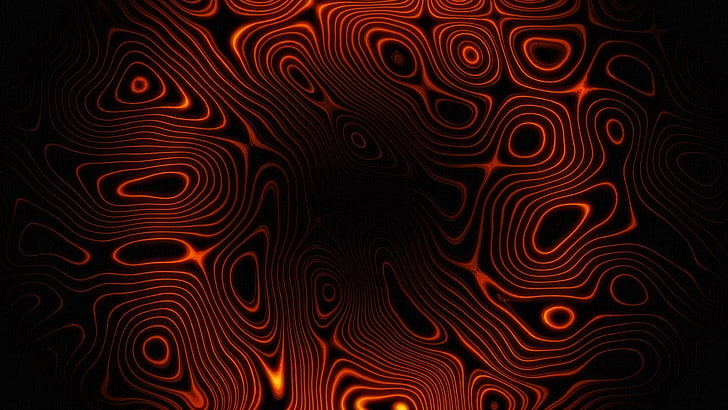 orange, abstract, glowing, psychedelic, HD wallpaper
