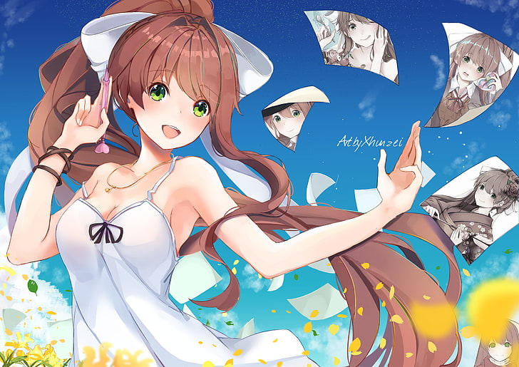 Doki Doki Literature Club, anime girls, visual novel, Monika (Doki Doki Literature Club), Sfondo HD