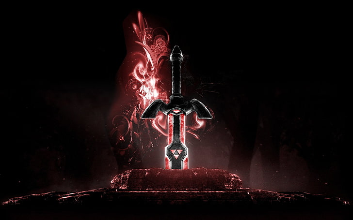 черно-красная иллюстрация меча Клеймора, Зельда, Легенда о Зельде, HD обои