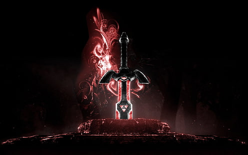 ilustrasi pedang lebih hitam dan merah tanah liat, Zelda, The Legend Of Zelda, Wallpaper HD HD wallpaper