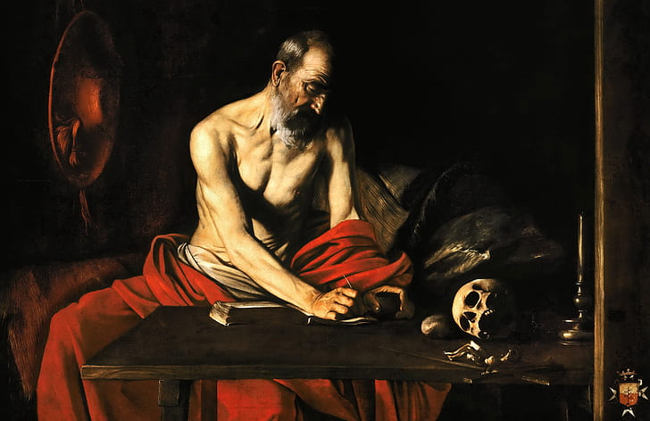 quadro, religião, Caravaggio, São Jerônimo, HD papel de parede