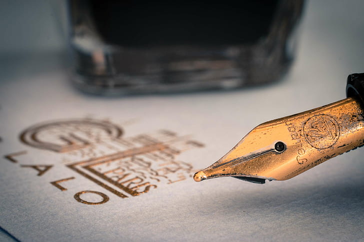 business, calligraphy, composition, fountain pen, gold, hand lettering, handwritten, ink, letters, note, old, paper, pen, text, vintage, writing, HD wallpaper