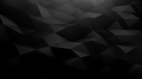 nero, astratto, scuro, poligono, arte digitale, disegno 3d, Sfondo HD HD wallpaper