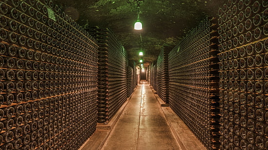 หลอดไฟสีขาวไวน์ห้องใต้ดินขวดไฟโถงทางเดิน HDR แคลิฟอร์เนียสหรัฐอเมริกา, วอลล์เปเปอร์ HD HD wallpaper