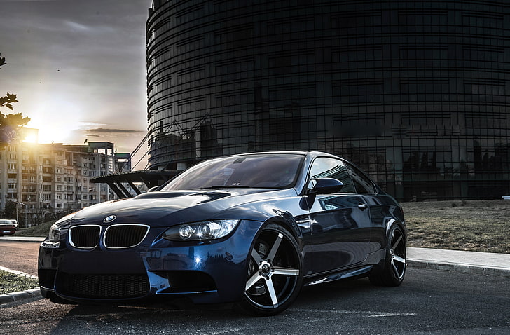 blue BMW E92 M3 coupe, BMW, Tuning, Blue, Drives, E92, Deep Concave, HD wallpaper