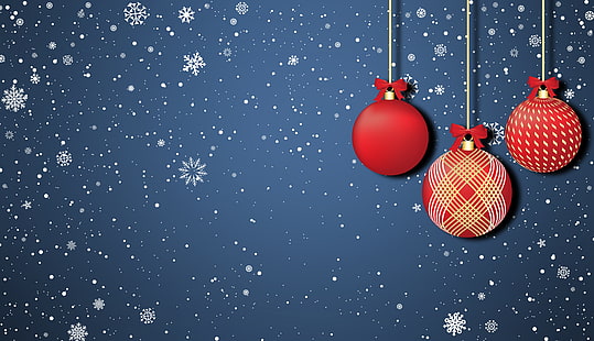 Minimalism, Snow, Christmas, Snowflakes, Background, Holiday, Art, Mood, Toys, New Year, Christmas decorations, Christmas toys, HD wallpaper HD wallpaper