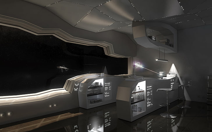 future, interior, s f, spaceship, HD wallpaper