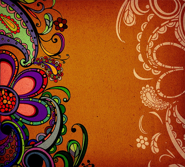 mehrfarbiger Blumenmandala-Farbtonbogen, Abbildung, Beschaffenheit, indisches Muster, HD-Hintergrundbild