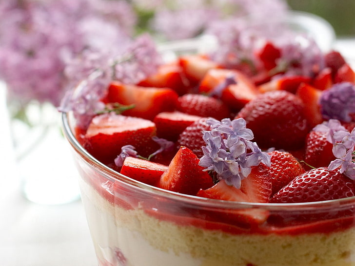 strawberry cake, strawberry, dessert, berry, HD wallpaper