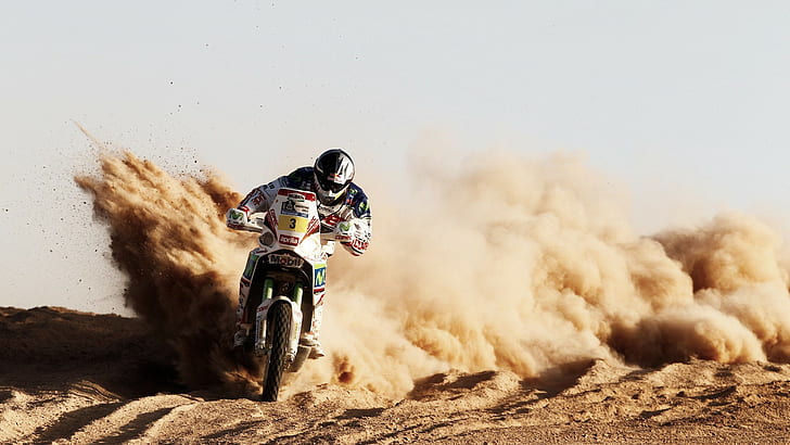 Rajd Dakar Motocykl, Motocykl, Motocykle, Dakar, Rajd, sport, Prędkość, piasek, Tapety HD