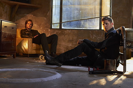 men's black dress shirt, Supernatural, series, Sam, Dean, The winchesters, promo, HD wallpaper HD wallpaper