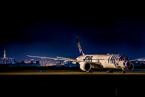 Pesawat, Boeing 787 Dreamliner, Pesawat, Malam, Pesawat Penumpang, Star Wars, Wallpaper HD HD wallpaper