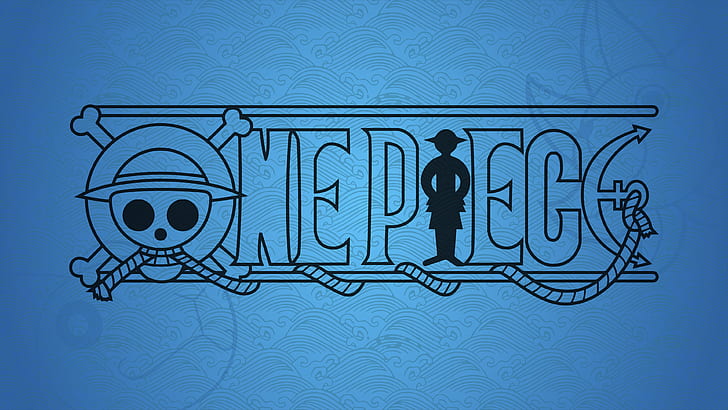 One Piece, anime, blå bakgrund, skalle, HD tapet