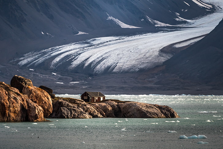 Arctic, Sergey Dolya, Svalbard, house on the edge of the earth, North sea, HD wallpaper