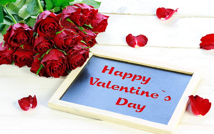 Честит ден на влюбените с рози на работния плот, ден на влюбените, рози, HD тапет