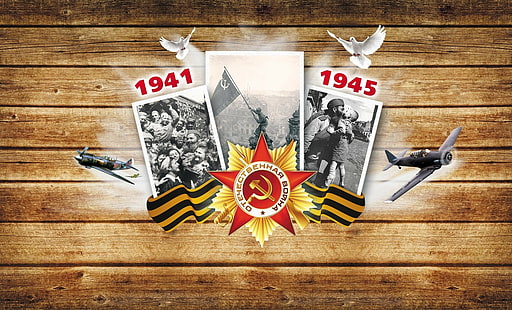 9. Mai, Sieg, Feier, Foto, Stern, Tauben, Flugzeuge, HD-Hintergrundbild HD wallpaper