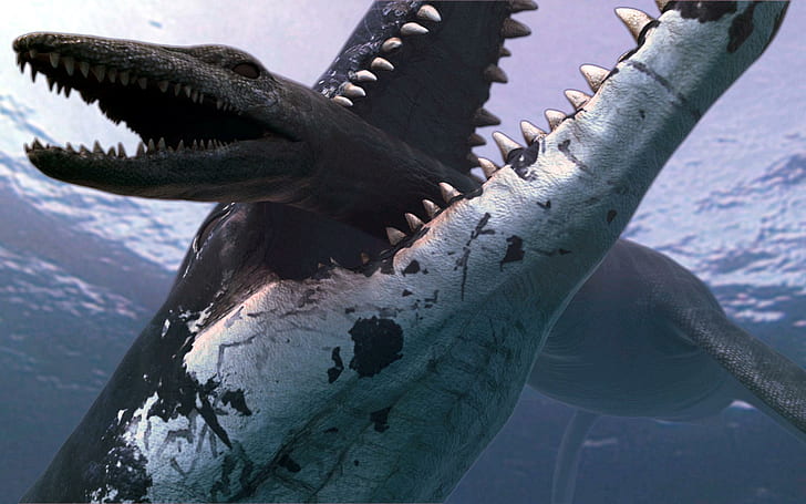 Pliosaur Crushing Down Plesiosaur, монстры, картинка, палеонтология, милая, другая, животные, динозавр, океан, удивительно, рептилии, монстр, HD обои