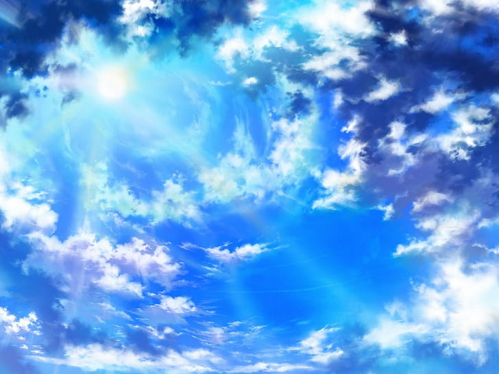 promienie słoneczne, chmury, niebo, Tapety HD