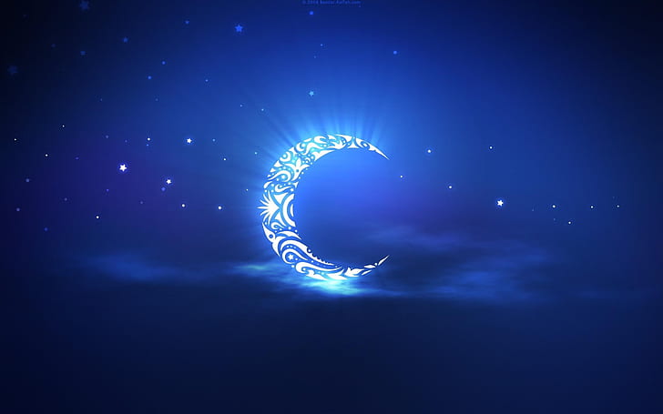 Artistic creation, the crescent moon in the sky, half moon wallpaper, Artistic, Creation, Crescent, Moon, Sky, HD wallpaper