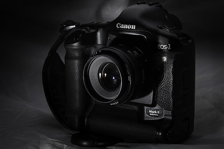black Canon EOS camera, canon, camera, lens, black, HD wallpaper