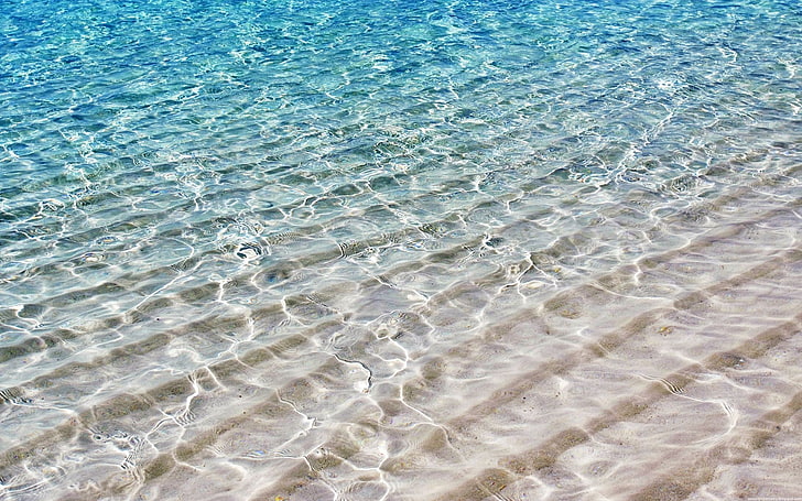 водоем, вода, песок, волны, море, HD обои