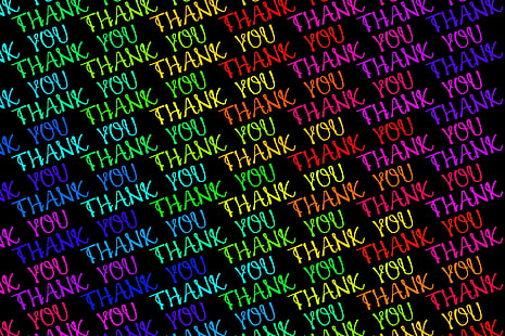 fondo negro con superposición de texto de agradecimiento, inscripción, gracias, texto, colorido, Fondo de pantalla HD HD wallpaper