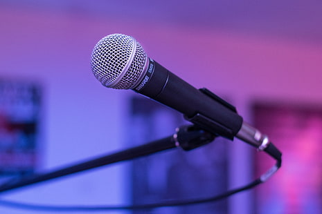 microphone filaire noir, microphone, shure sm58, musique, Fond d'écran HD HD wallpaper