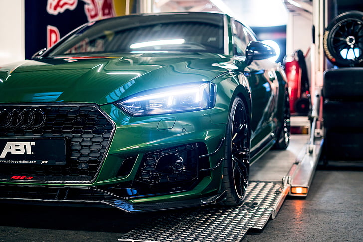 зелен автомобил Audi, Audi RS 5-R Coupe, ABT Sportsline, 4K, HD тапет