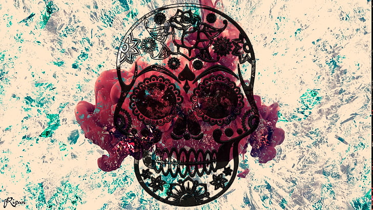 skull, smoke, HD wallpaper