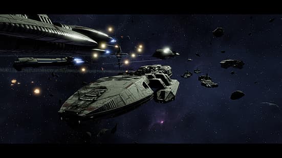 Battlestar, Battlestar Galactica, deadlock, galactica, spazio, battaglia spaziale, guerra, nave, Battleship, astronave, flotta coloniale, tostapane, Sfondo HD HD wallpaper