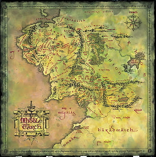 Карта на Средната Земя тапет, карта, властелин на пръстените, Средна земя, Джон Роналд Руел Толкин, на Средната земя, HD тапет HD wallpaper